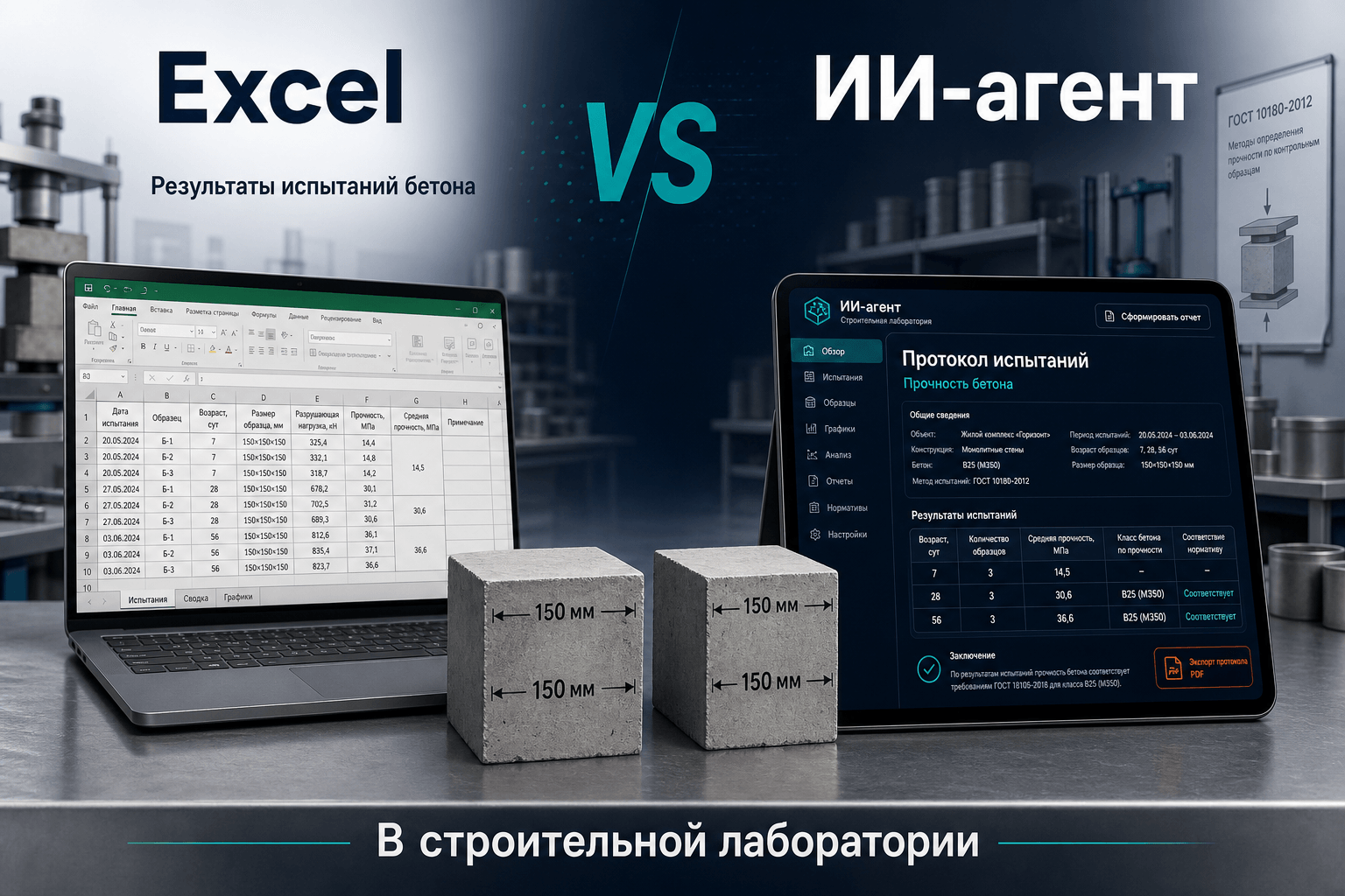 Честный анализ: ИИ-агент vs Excel для строительной лаборатории
