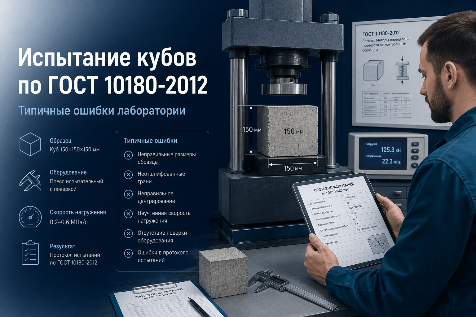 Испытание кубов по ГОСТ 10180-2012: 8 типичных ошибок лаборатории