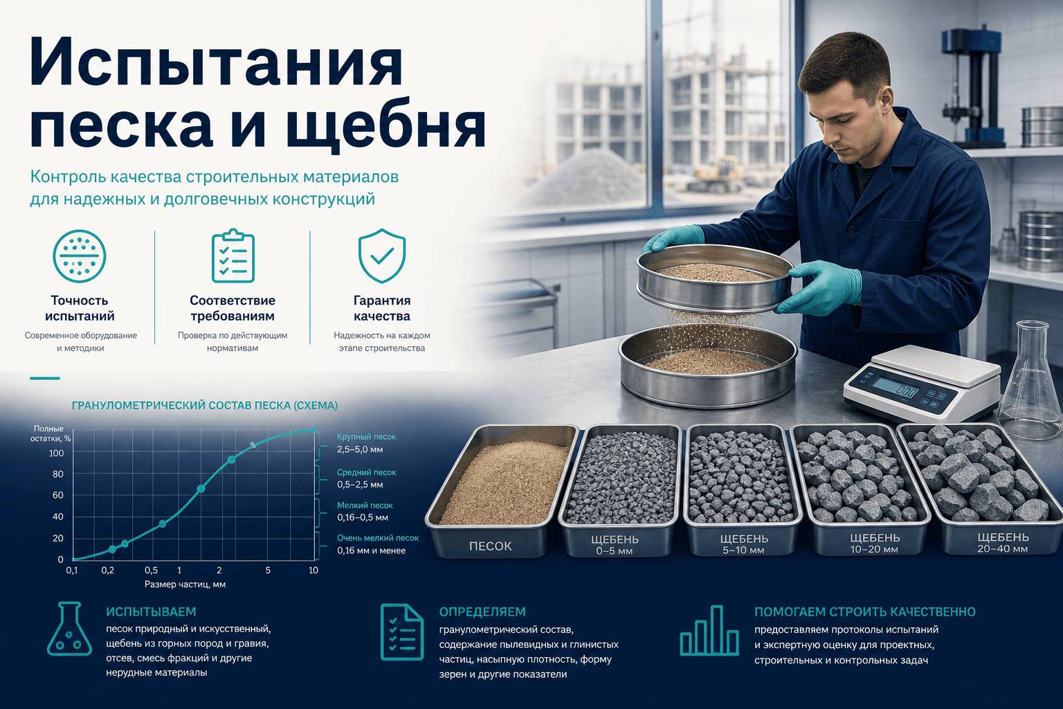 Как заказать испытания песка и щебня: подбор лаборатории на LABGO