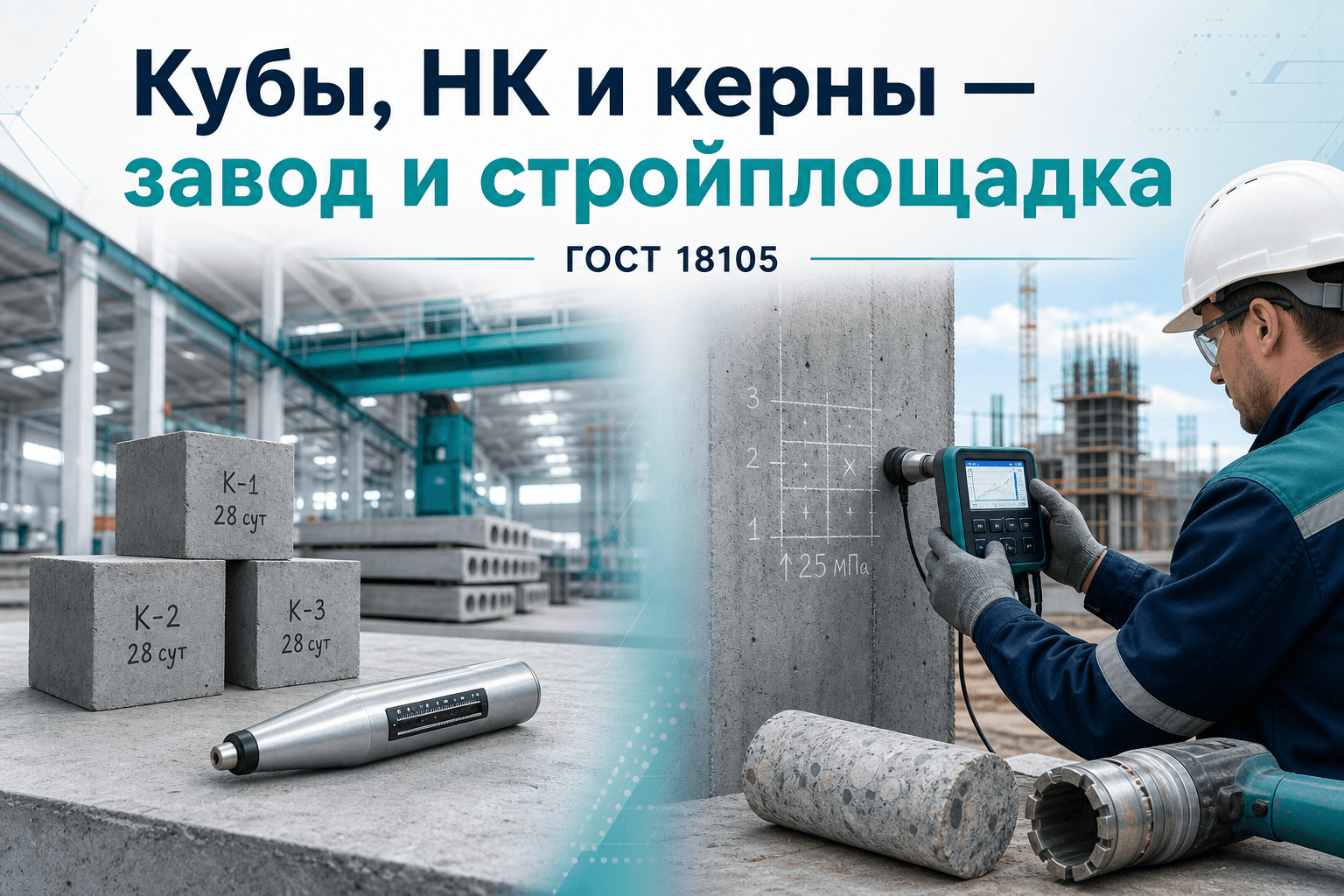 Кубы, НК и керны: методы контроля прочности на заводе ЖБИ и на монолите