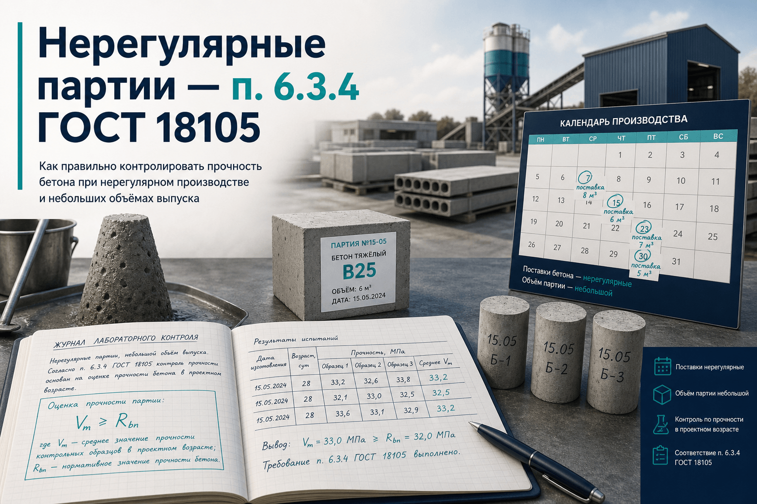 Нерегулярные партии бетона: заимствование Vm по п. 6.3.4 ГОСТ 18105 для РБУ и ЖБИ