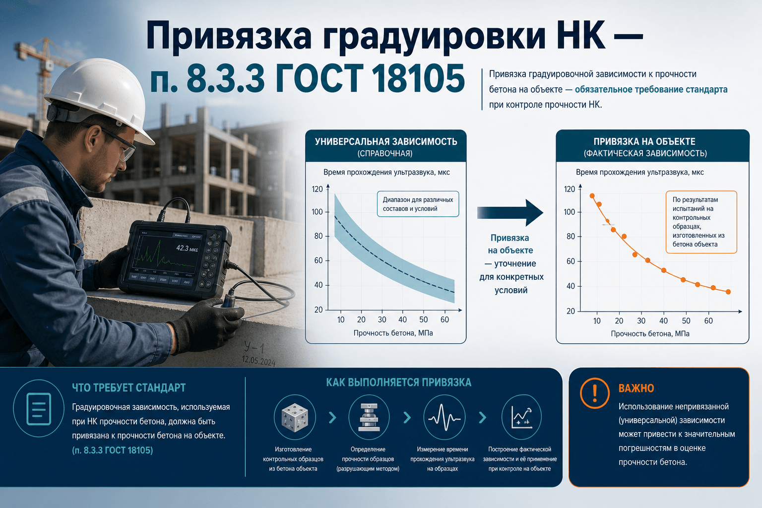 Привязка градуировки НК на монолите: почему это схема Г по п. 8.3.3 ГОСТ 18105