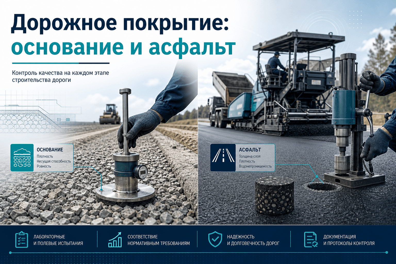 Дорожное покрытие на объекте: асфальтобетон и основание — сводка каталога LABGO