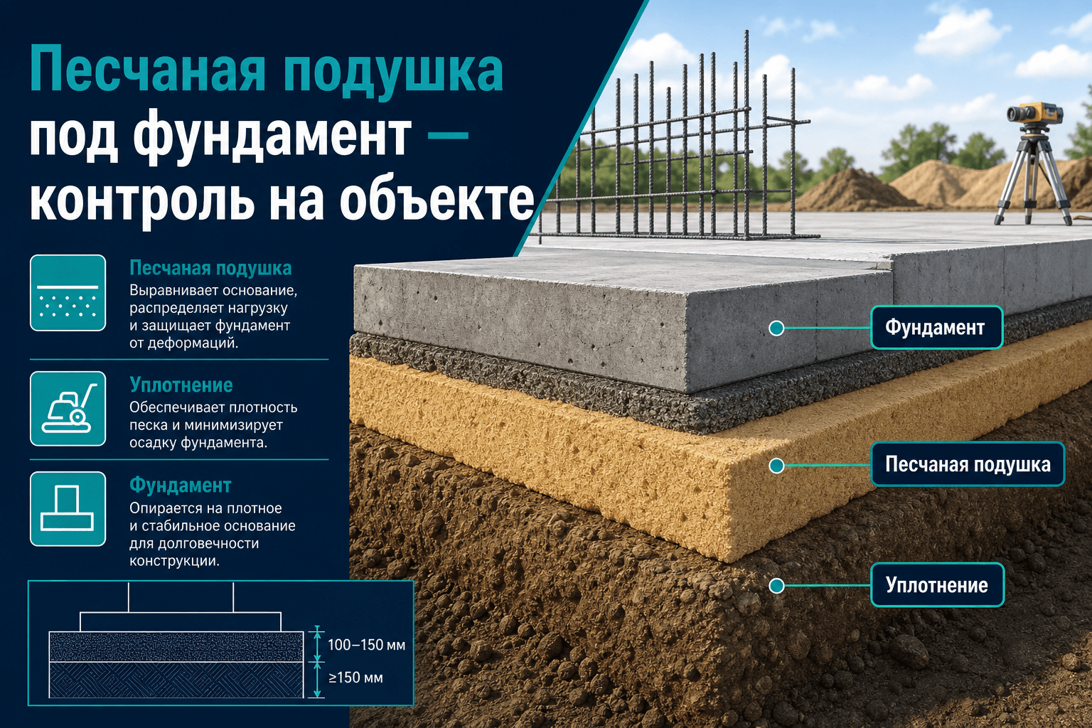 Песчаная подушка под фундамент — сводка каталога LABGO для инженера производственно-технического отдела