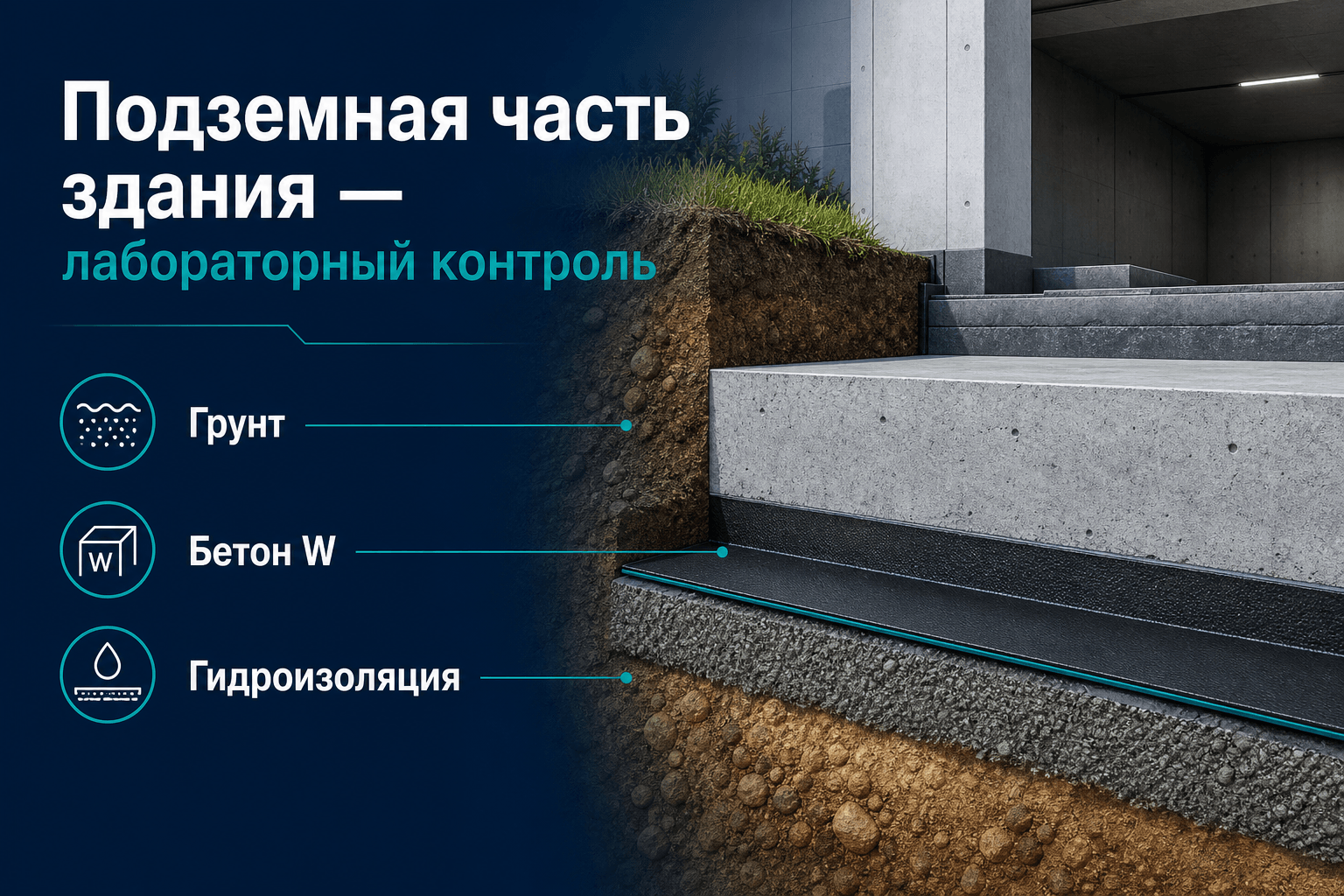 Подземная часть здания: грунт, W и гидроизоляция — сводка каталога LABGO для инженера производственно-технического отдела