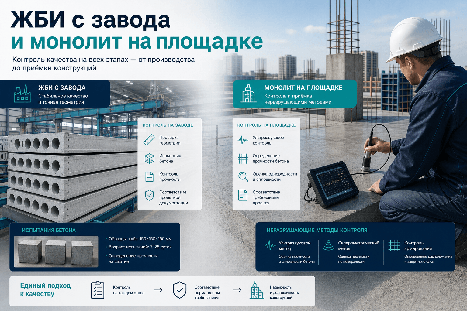 Приёмка ЖБИ с завода и монолита на площадке — сводка каталога LABGO