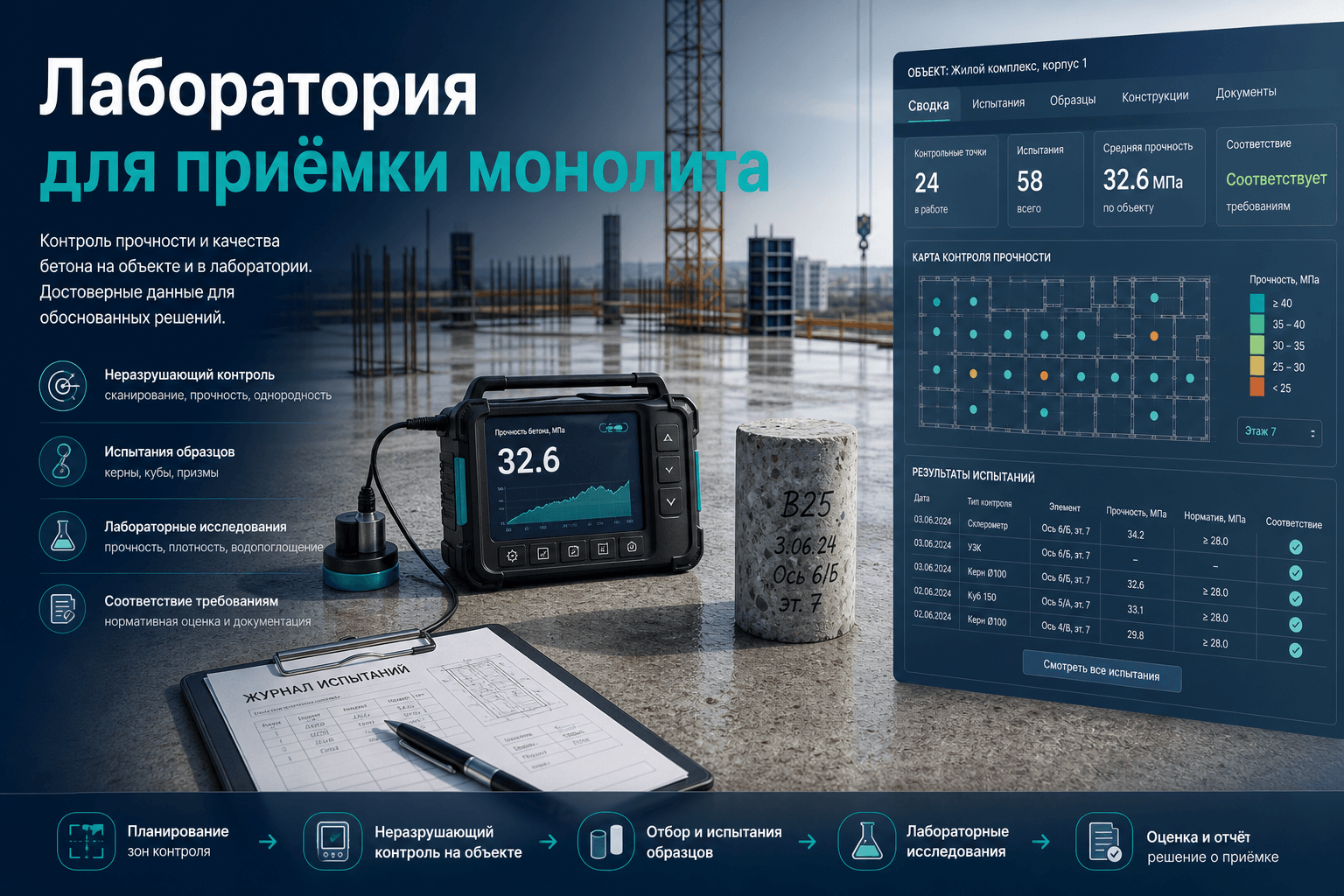 Лаборатория для статистического контроля бетона по ГОСТ 18105: сводка каталога LABGO