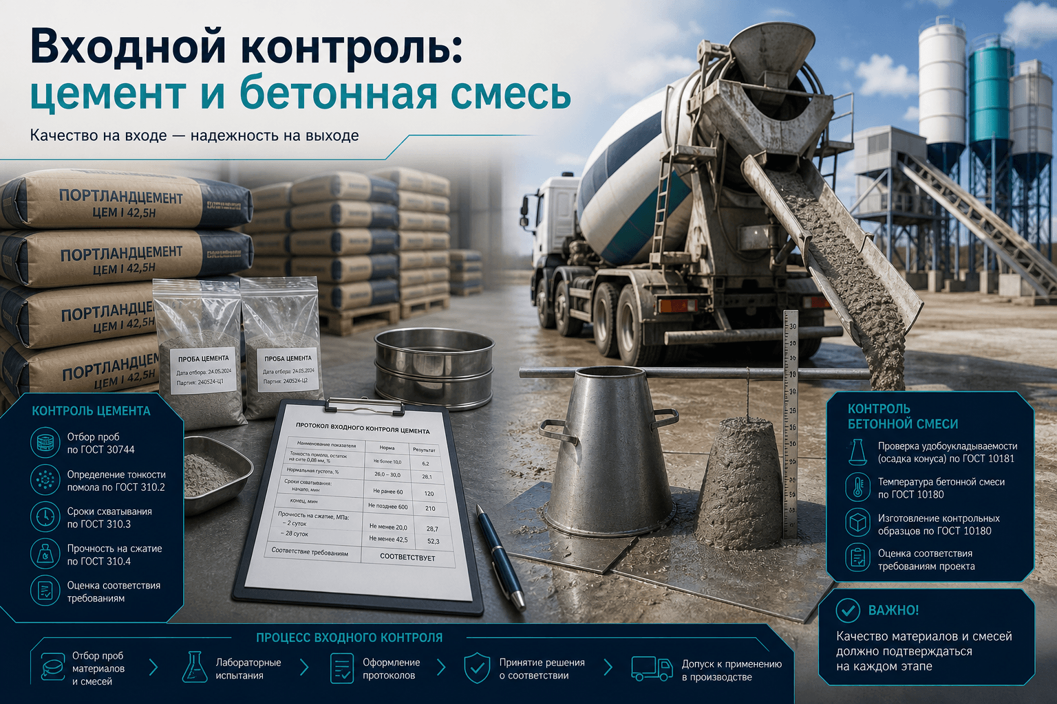 Входной контроль на РБУ: цемент и бетонная смесь — сводка каталога LABGO