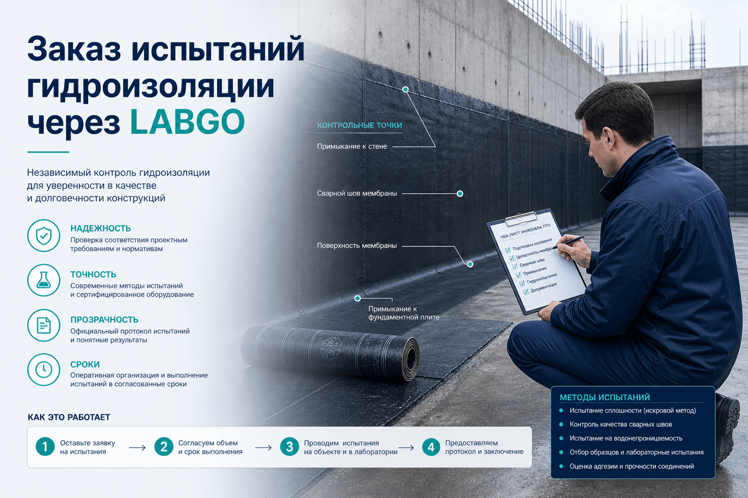 Как заказать испытания гидроизоляции через LABGO