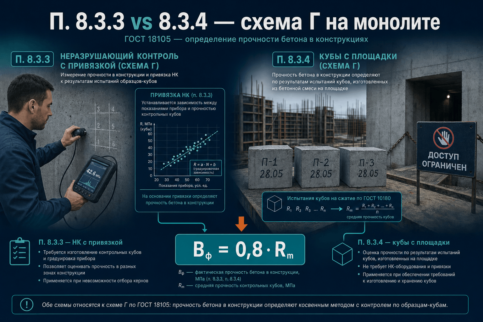 Схема Г на монолите: градуировка НК или контрольные кубы по ГОСТ 18105